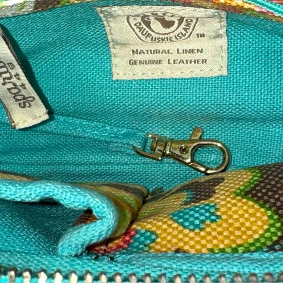 Spartina 449 Linen and leather crossbody purse adjustable strap longest at 49” - Picture 2 of 10